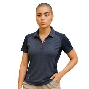 ADIDAS Women's Gray Black GOLF Mesh Polo Shirt ~ Ladies Size MEDIUM